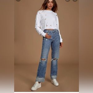 Free People Wild Flower Size 29 jeans Pacific Blue